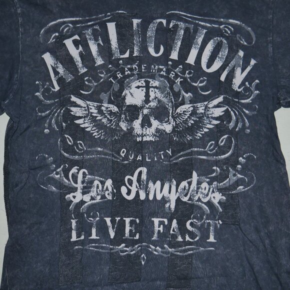 Affliction Live Fast Los Angeles Men’s T-Shirt Size L Vintage Skull Tee RARE - Picture 4 of 9
